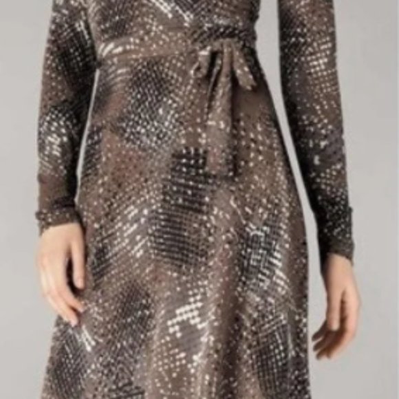 Cabi Long Sleeve Dot Wrap Dress | Size Small - Picture 3 of 13